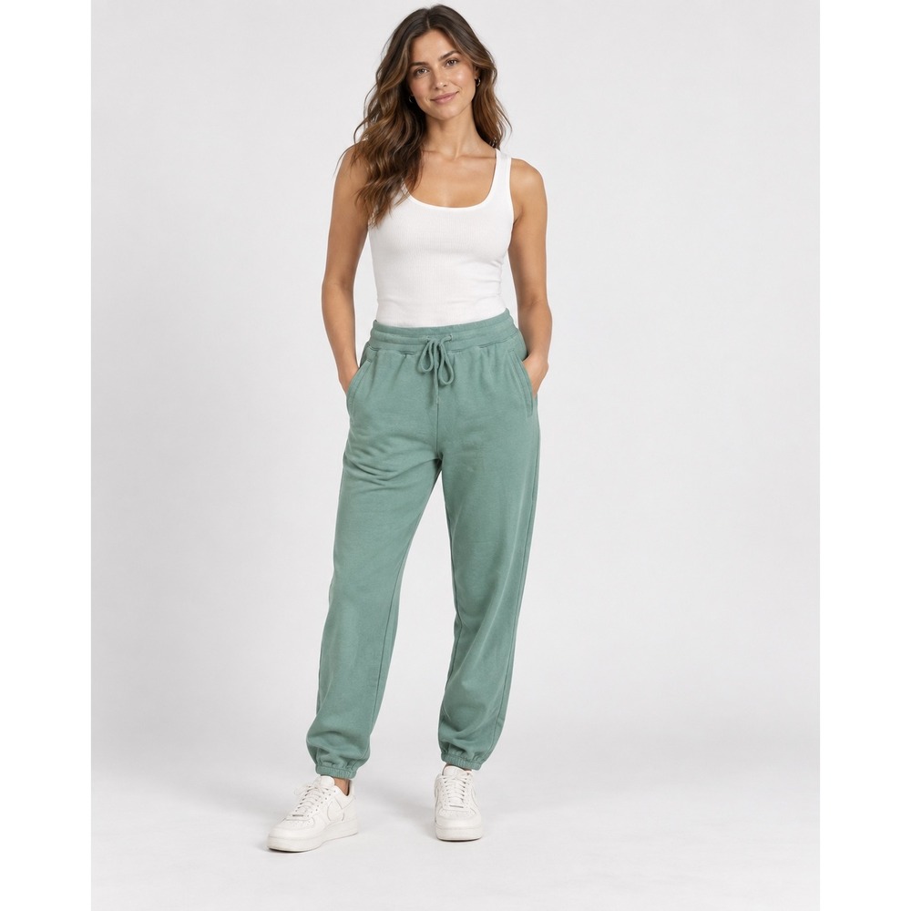 Barefoot Dreams Jogger Pants Womens Small Tall Green CozyChic Modal Cotton Sweat